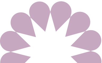 decorative purple petals in a half moon shape