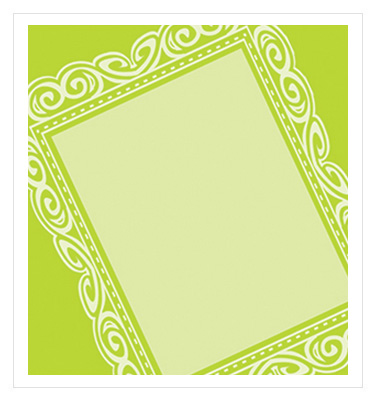 decorative: white picture frame on lime green background